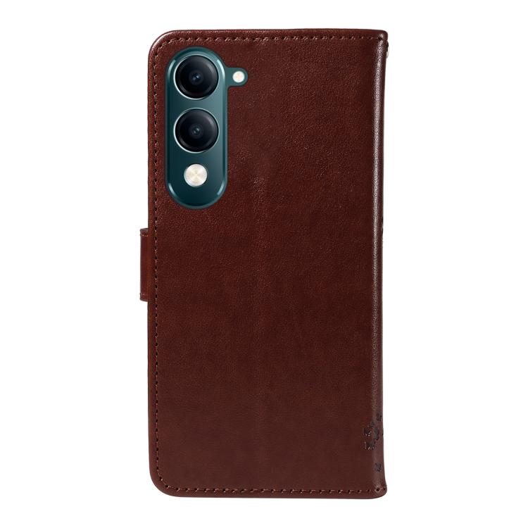 For vivo Y29S 5G / Y04 Tree & Cat Embossed Pattern Flip Leather Phone Case