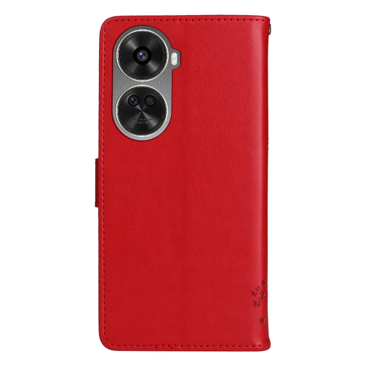 For Huawei nova 12 SE / nova 11 SE Tree & Cat Embossed Pattern Flip Leather Phone Case