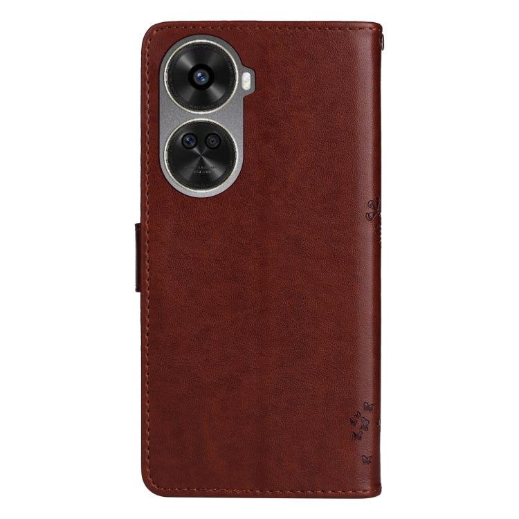 For Huawei nova 12 SE / nova 11 SE Tree & Cat Embossed Pattern Flip Leather Phone Case