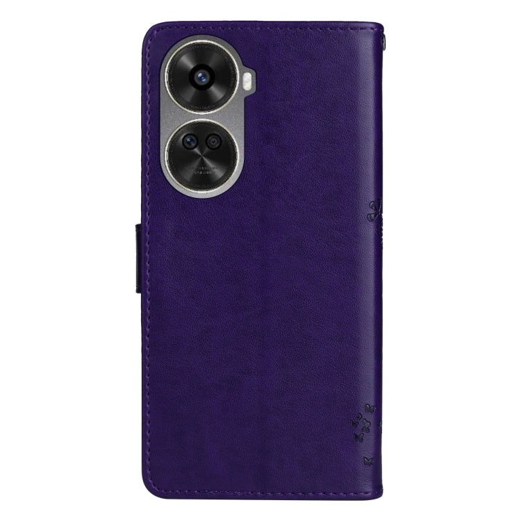 For Huawei nova 12 SE / nova 11 SE Tree & Cat Embossed Pattern Flip Leather Phone Case