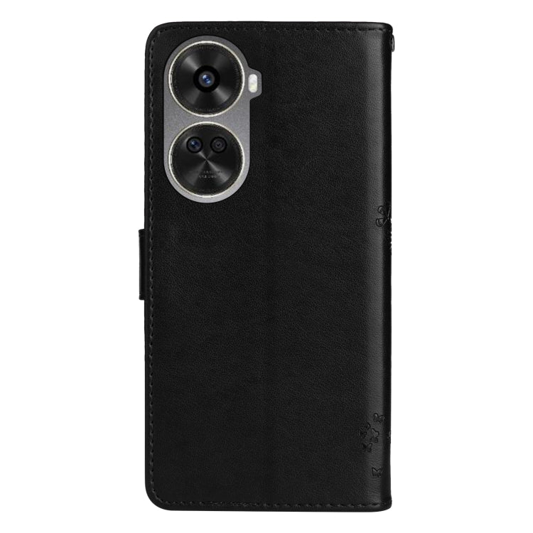 For Huawei nova 12 SE / nova 11 SE Tree & Cat Embossed Pattern Flip Leather Phone Case