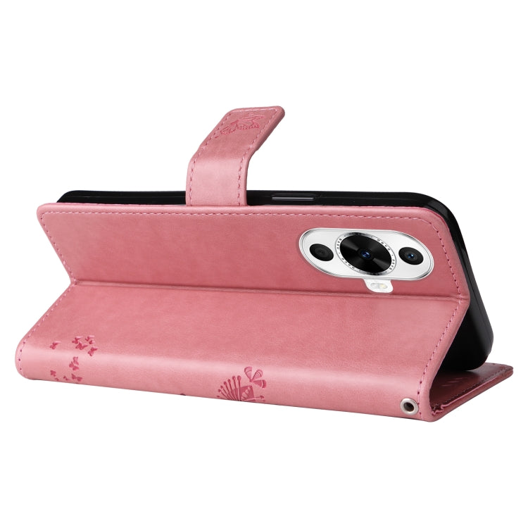 For Huawei nova 12s Tree & Cat Embossed Pattern Flip Leather Phone Case