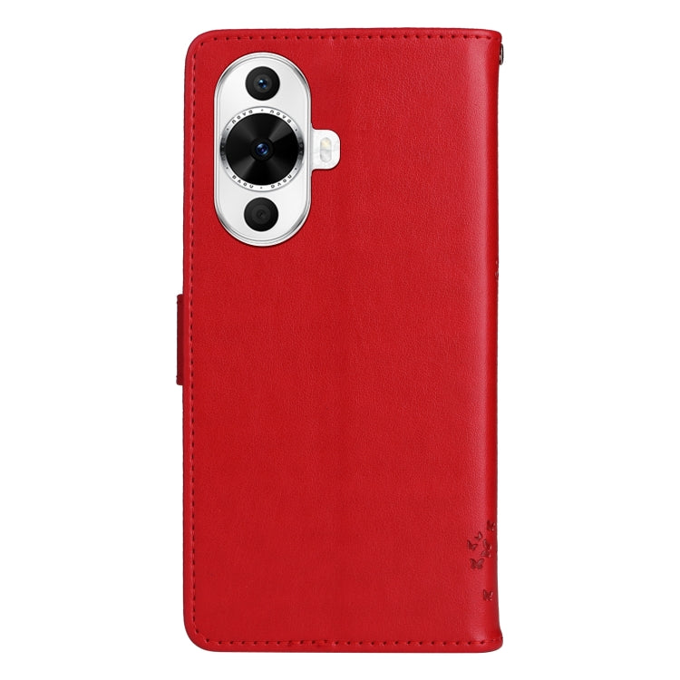 For Huawei nova 12s Tree & Cat Embossed Pattern Flip Leather Phone Case