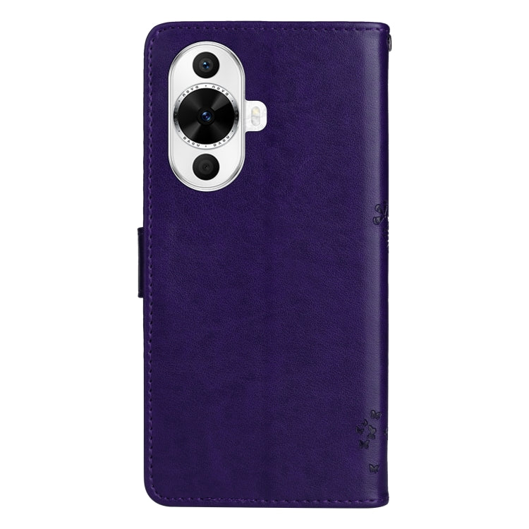 For Huawei nova 12s Tree & Cat Embossed Pattern Flip Leather Phone Case