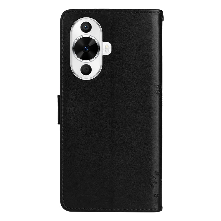 For Huawei nova 12s Tree & Cat Embossed Pattern Flip Leather Phone Case