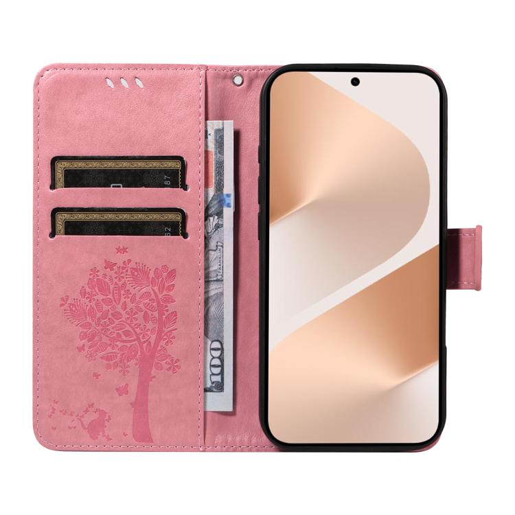 For Huawei Pura 80 5G Tree & Cat Embossed Pattern Flip Leather Phone Case