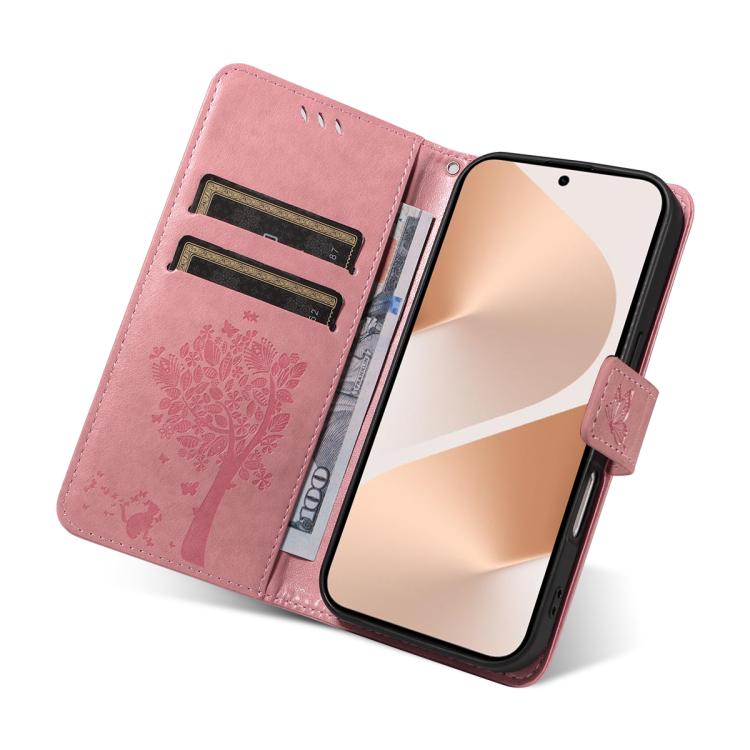 For Huawei Pura 80 5G Tree & Cat Embossed Pattern Flip Leather Phone Case