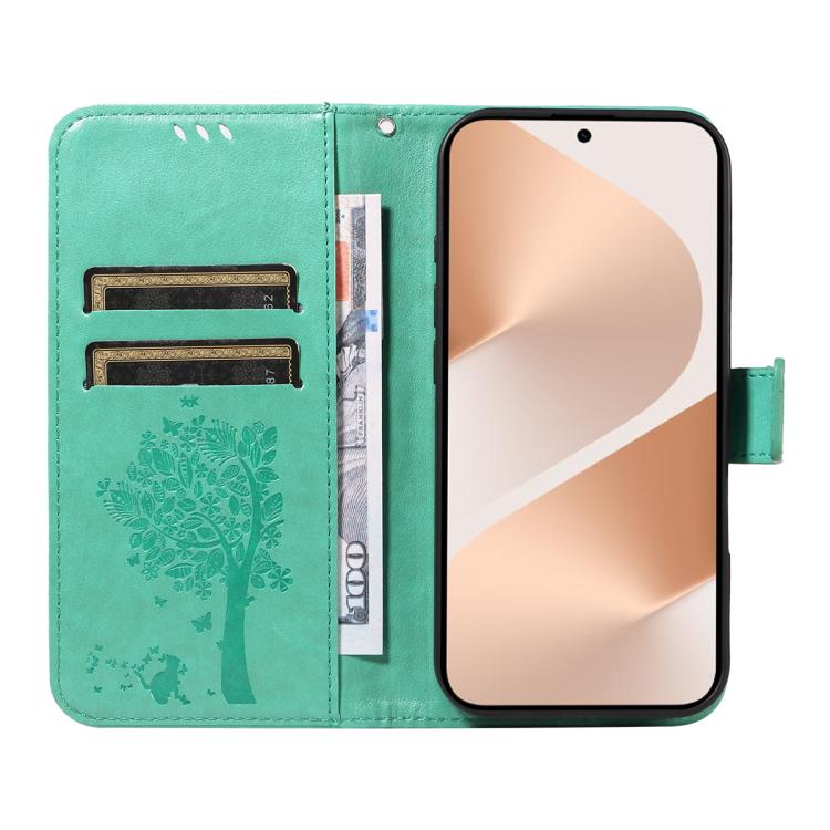 For Huawei Pura 80 5G Tree & Cat Embossed Pattern Flip Leather Phone Case