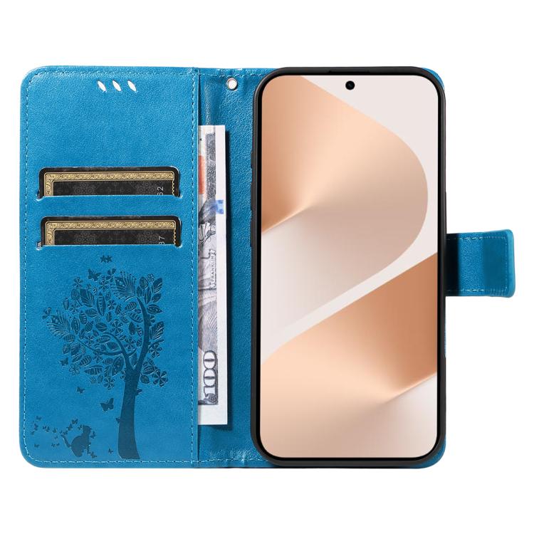 For Huawei Pura 80 5G Tree & Cat Embossed Pattern Flip Leather Phone Case