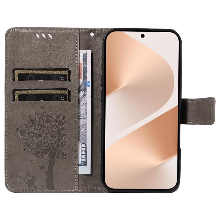 For Huawei Pura 80 5G Tree & Cat Embossed Pattern Flip Leather Phone Case