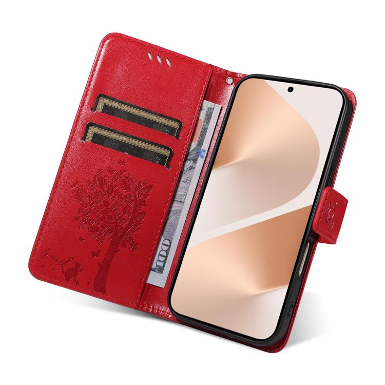 For Huawei Pura 80 5G Tree & Cat Embossed Pattern Flip Leather Phone Case