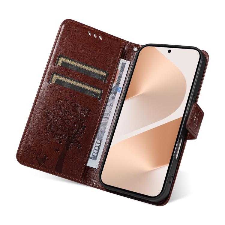 For Huawei Pura 80 5G Tree & Cat Embossed Pattern Flip Leather Phone Case