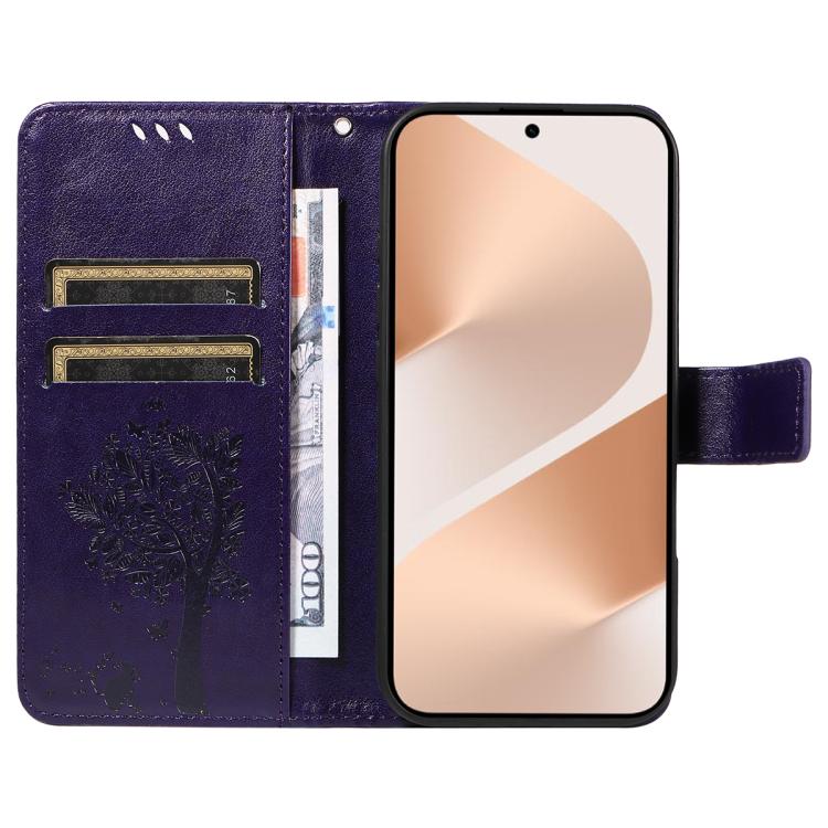 For Huawei Pura 80 5G Tree & Cat Embossed Pattern Flip Leather Phone Case
