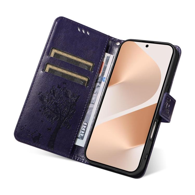 For Huawei Pura 80 5G Tree & Cat Embossed Pattern Flip Leather Phone Case