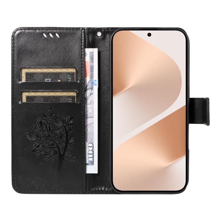For Huawei Pura 80 5G Tree & Cat Embossed Pattern Flip Leather Phone Case