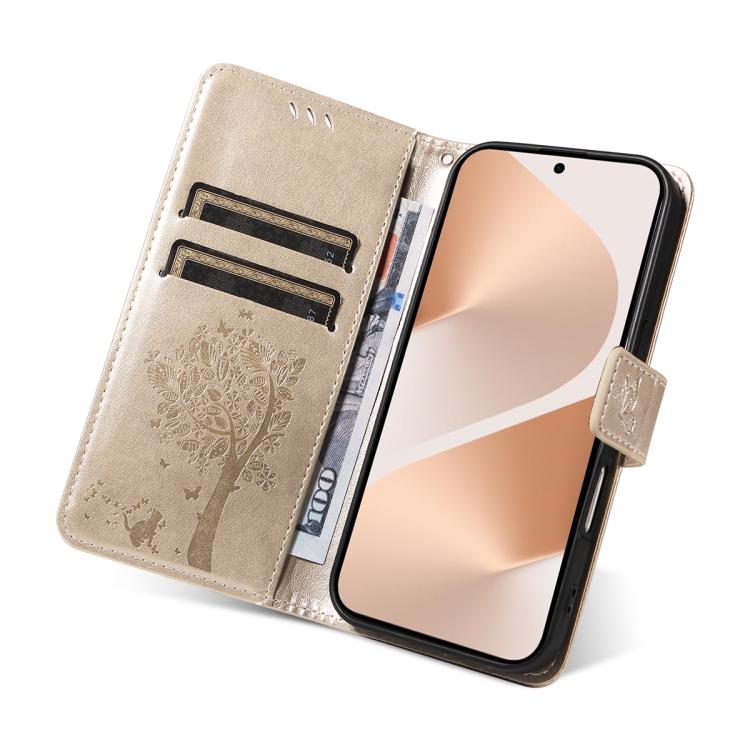 For Huawei Pura 80 5G Tree & Cat Embossed Pattern Flip Leather Phone Case
