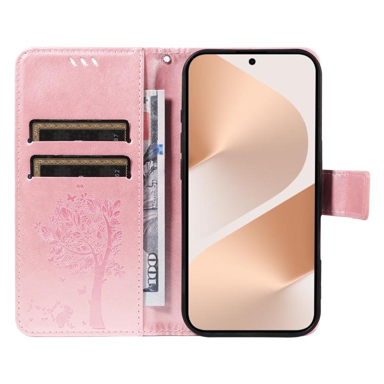 For Huawei Pura 80 5G Tree & Cat Embossed Pattern Flip Leather Phone Case