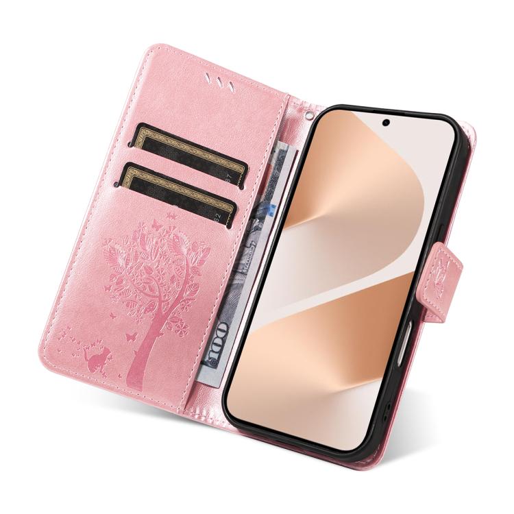 For Huawei Pura 80 5G Tree & Cat Embossed Pattern Flip Leather Phone Case