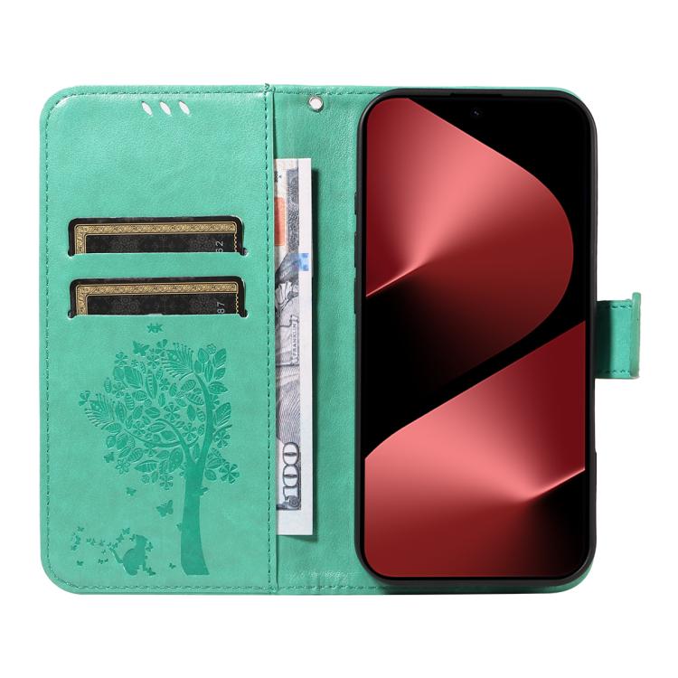 For Huawei Pura 80 Pro 5G Tree & Cat Embossed Pattern Flip Leather Phone Case