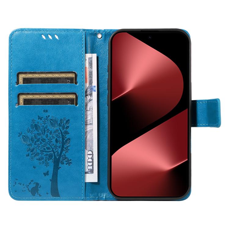 For Huawei Pura 80 Pro 5G Tree & Cat Embossed Pattern Flip Leather Phone Case