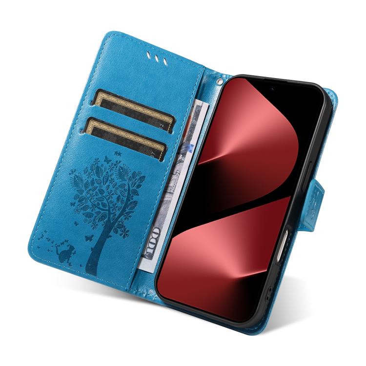 For Huawei Pura 80 Pro 5G Tree & Cat Embossed Pattern Flip Leather Phone Case