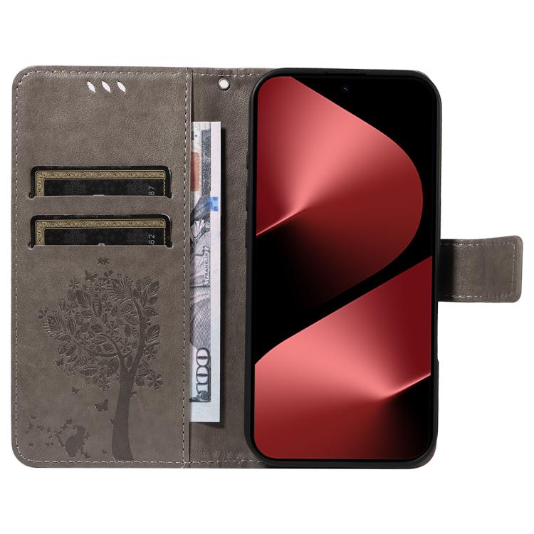 For Huawei Pura 80 Pro 5G Tree & Cat Embossed Pattern Flip Leather Phone Case