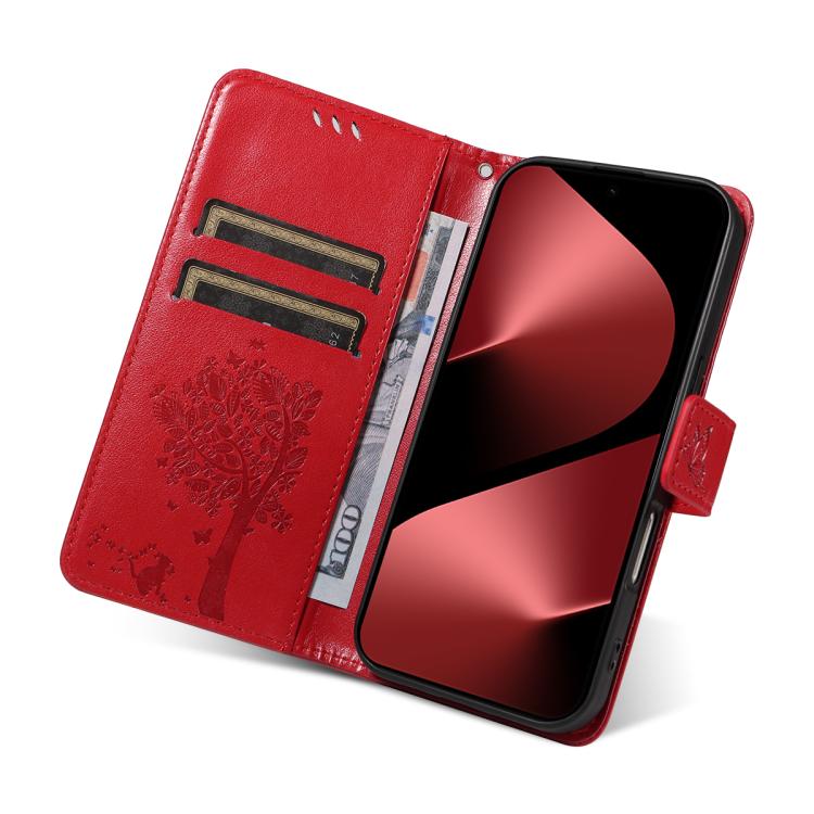 For Huawei Pura 80 Pro 5G Tree & Cat Embossed Pattern Flip Leather Phone Case