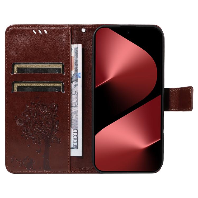 For Huawei Pura 80 Pro 5G Tree & Cat Embossed Pattern Flip Leather Phone Case