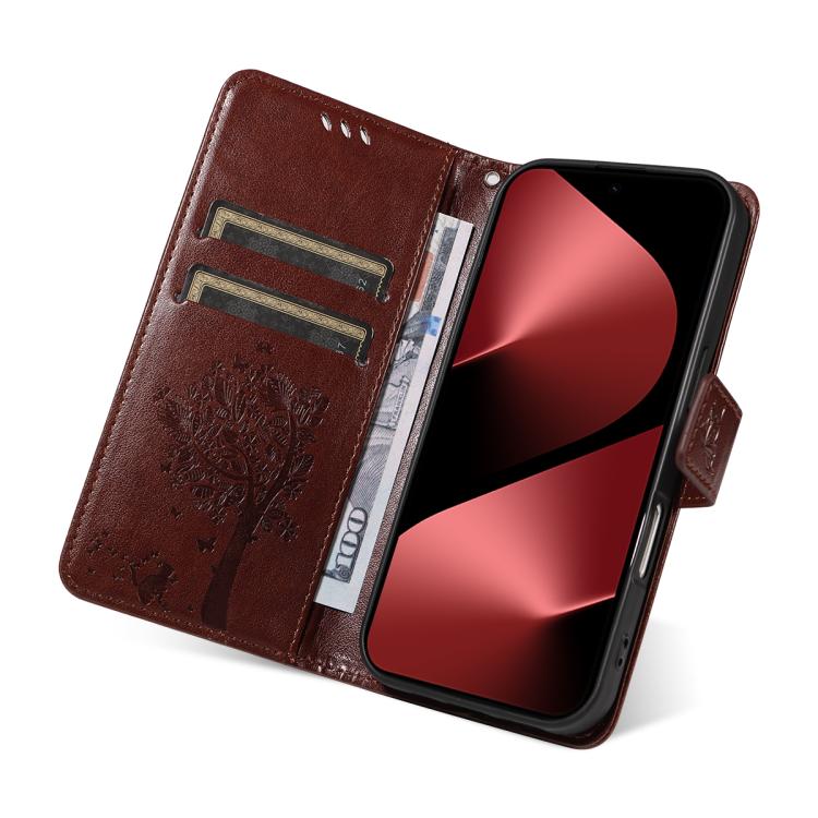 For Huawei Pura 80 Pro 5G Tree & Cat Embossed Pattern Flip Leather Phone Case