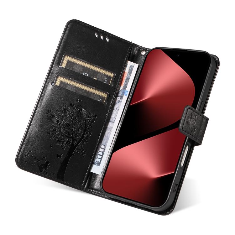 For Huawei Pura 80 Pro 5G Tree & Cat Embossed Pattern Flip Leather Phone Case