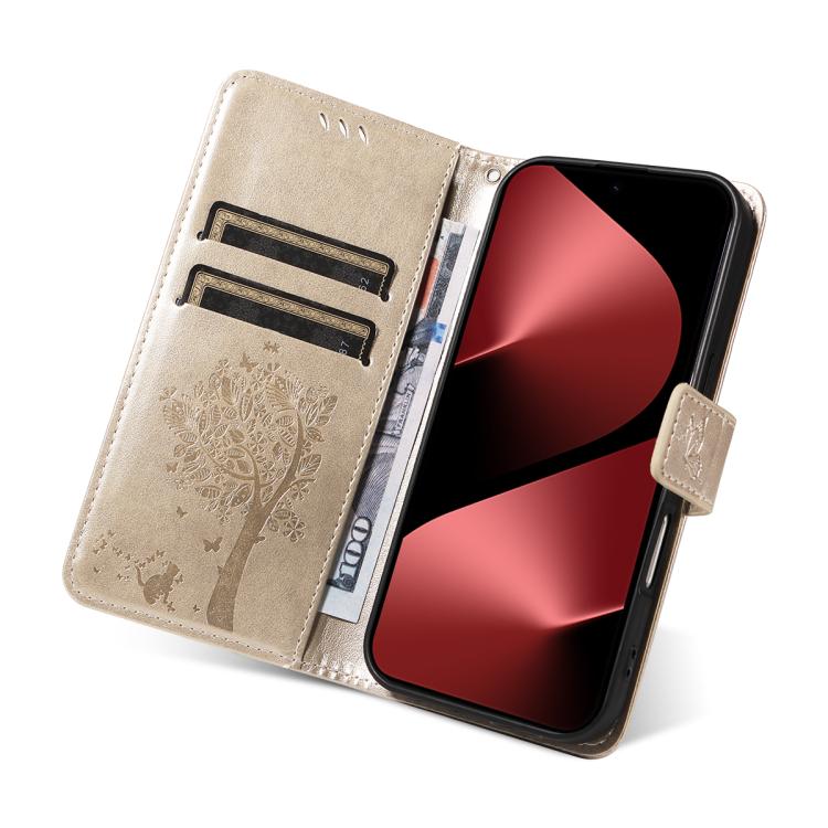 For Huawei Pura 80 Pro 5G Tree & Cat Embossed Pattern Flip Leather Phone Case