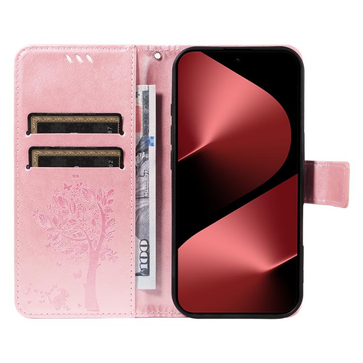 For Huawei Pura 80 Pro 5G Tree & Cat Embossed Pattern Flip Leather Phone Case