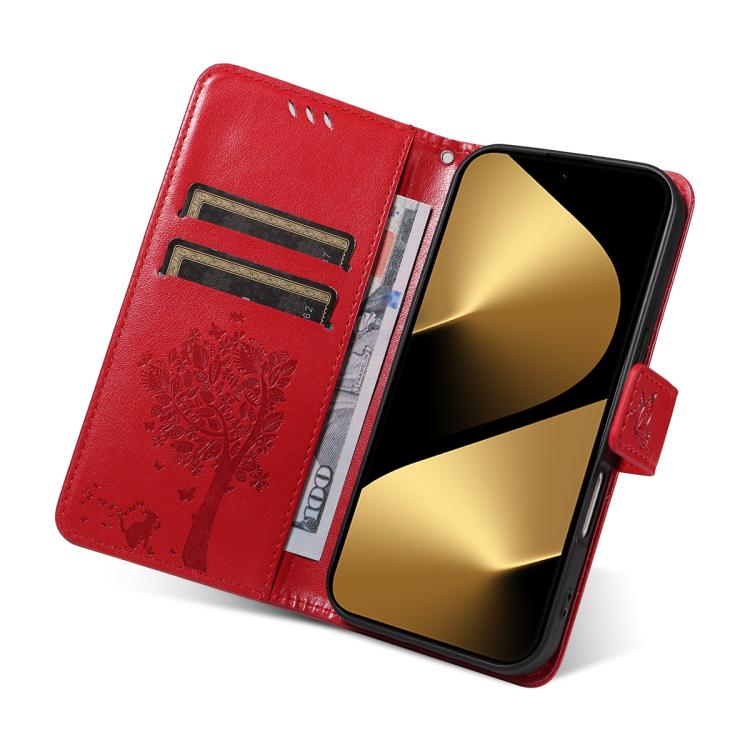 For Huawei Pura 80 Ultra 5G Tree & Cat Embossed Pattern Flip Leather Phone Case