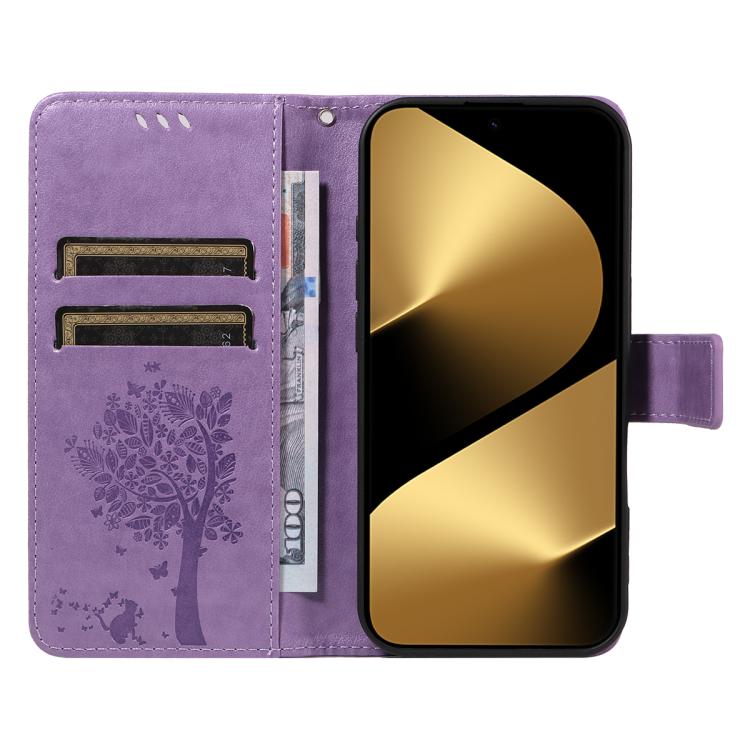 For Huawei Pura 80 Ultra 5G Tree & Cat Embossed Pattern Flip Leather Phone Case