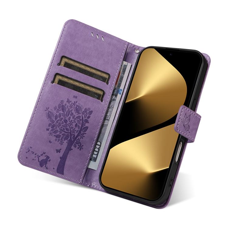 For Huawei Pura 80 Ultra 5G Tree & Cat Embossed Pattern Flip Leather Phone Case