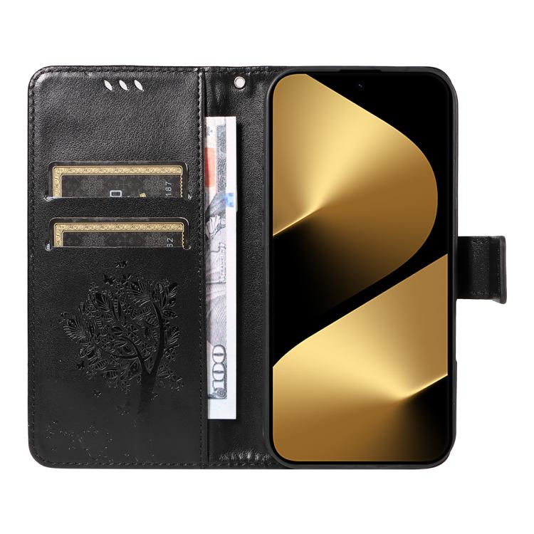 For Huawei Pura 80 Ultra 5G Tree & Cat Embossed Pattern Flip Leather Phone Case