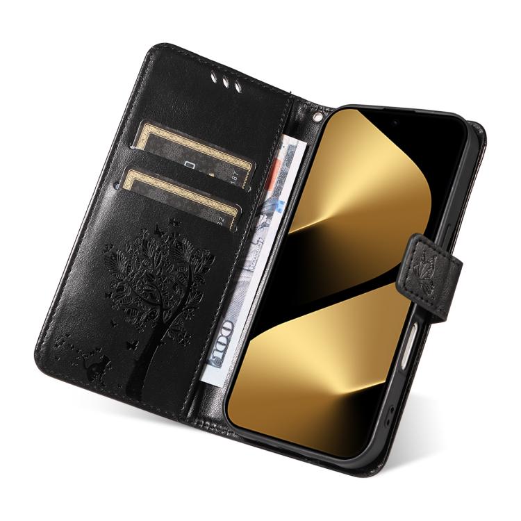 For Huawei Pura 80 Ultra 5G Tree & Cat Embossed Pattern Flip Leather Phone Case