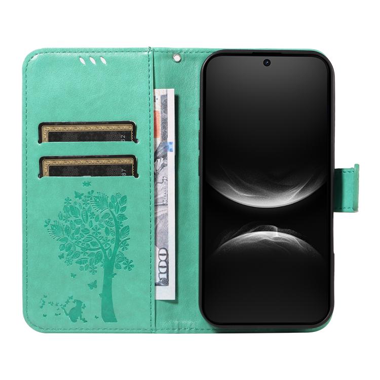 For Huawei nova 14 5G / 14 Lite 5G Tree & Cat Embossed Pattern Flip Leather Phone Case