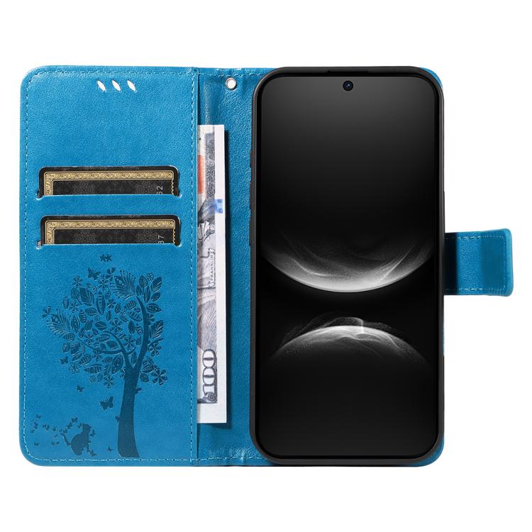 For Huawei nova 14 5G / 14 Lite 5G Tree & Cat Embossed Pattern Flip Leather Phone Case