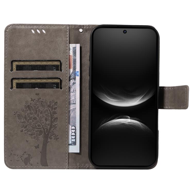 For Huawei nova 14 5G / 14 Lite 5G Tree & Cat Embossed Pattern Flip Leather Phone Case