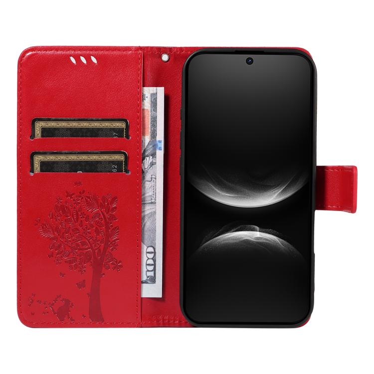For Huawei nova 14 5G / 14 Lite 5G Tree & Cat Embossed Pattern Flip Leather Phone Case