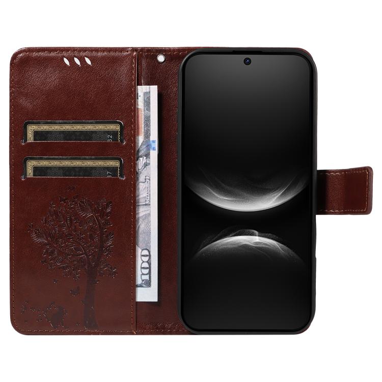 For Huawei nova 14 5G / 14 Lite 5G Tree & Cat Embossed Pattern Flip Leather Phone Case