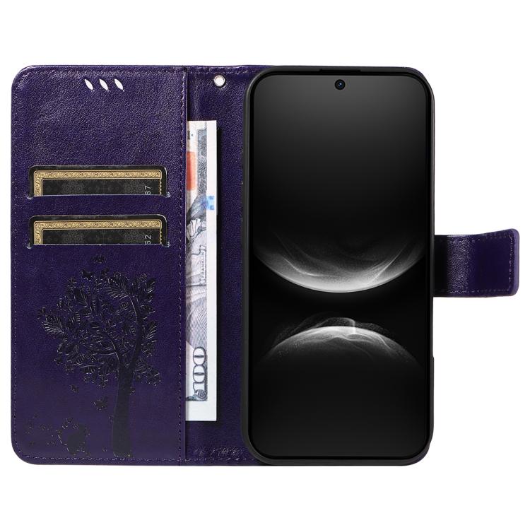 For Huawei nova 14 5G / 14 Lite 5G Tree & Cat Embossed Pattern Flip Leather Phone Case