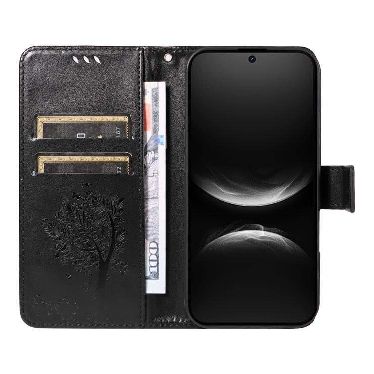 For Huawei nova 14 5G / 14 Lite 5G Tree & Cat Embossed Pattern Flip Leather Phone Case