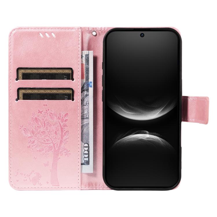 For Huawei nova 14 5G / 14 Lite 5G Tree & Cat Embossed Pattern Flip Leather Phone Case