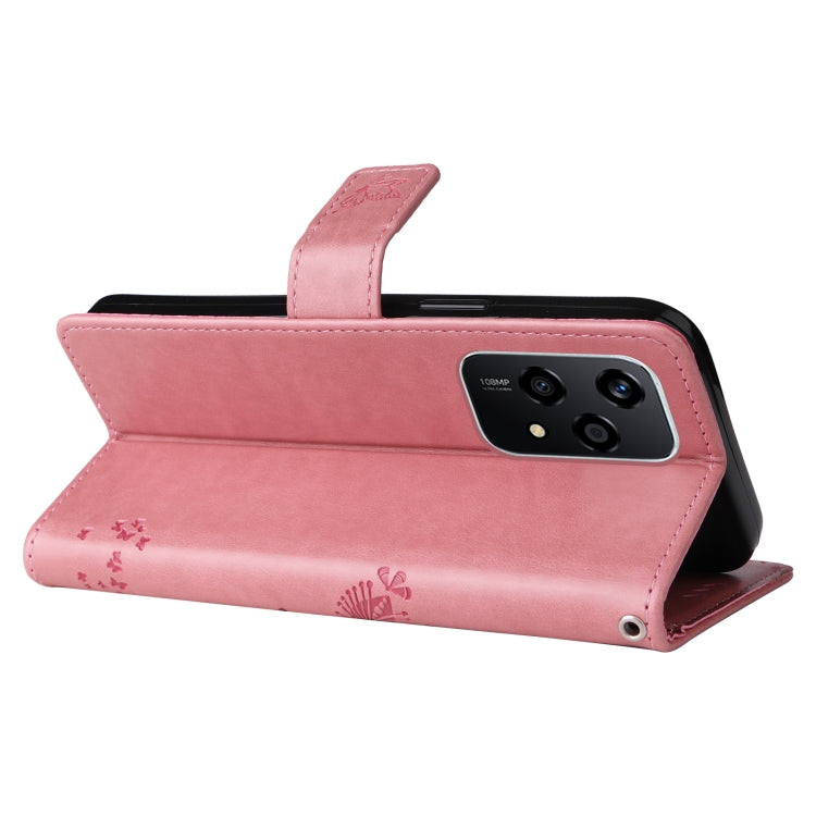 For Honor 200 Lite Global Tree & Cat Embossed Pattern Flip Leather Phone Case