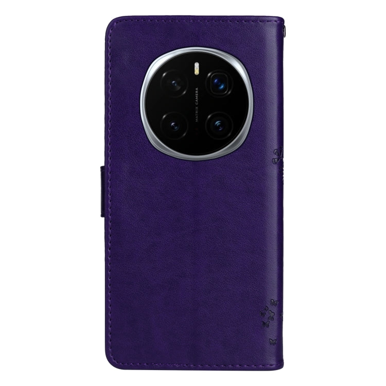 For Honor Magic7 Pro Tree & Cat Embossed Pattern Flip Leather Phone Case