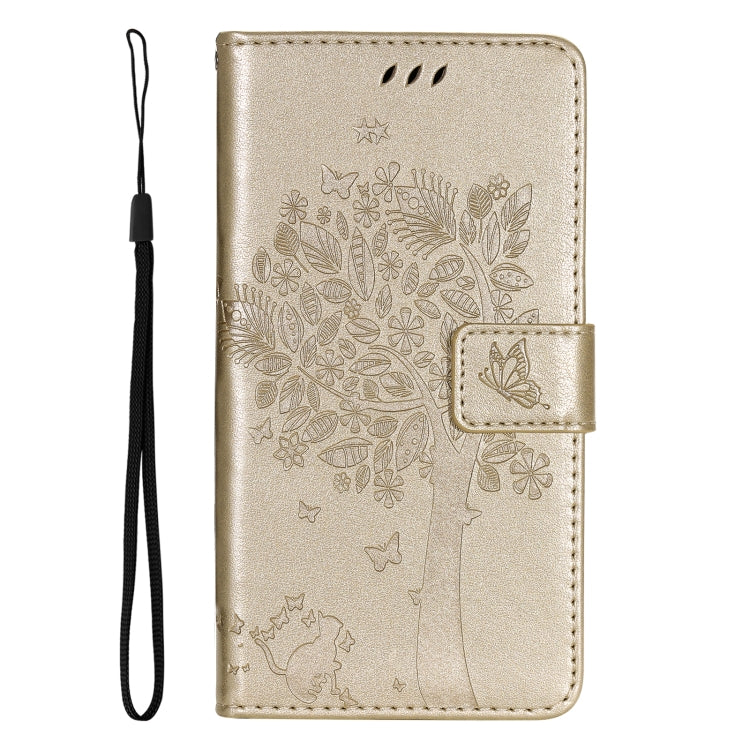 For Honor Magic7 Pro Tree & Cat Embossed Pattern Flip Leather Phone Case