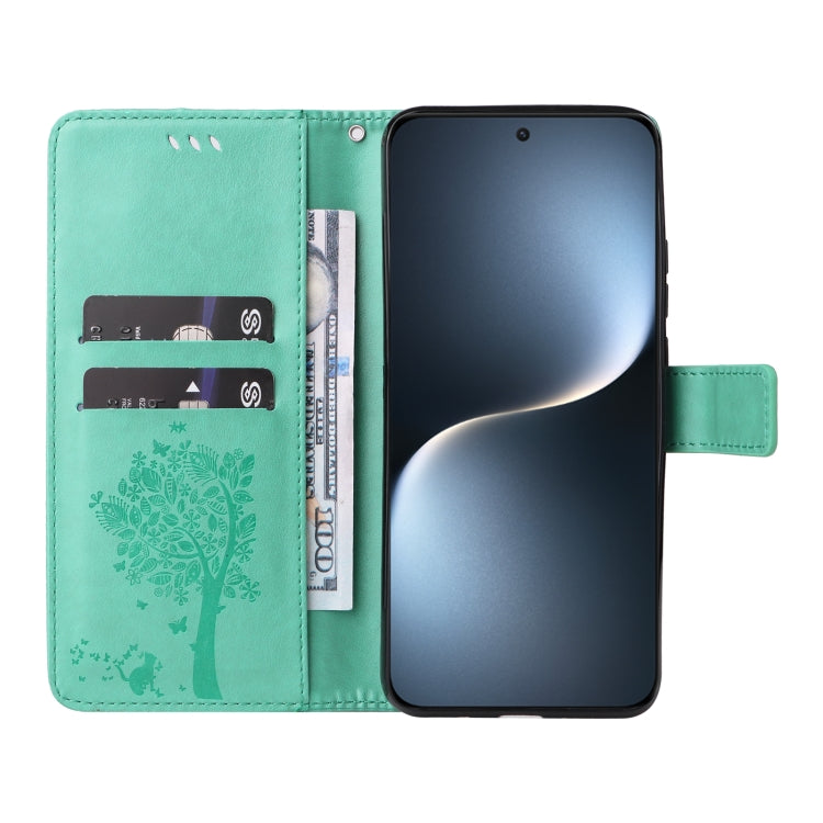 For Honor Magic7 Tree & Cat Embossed Pattern Flip Leather Phone Case