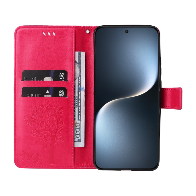For Honor Magic7 Tree & Cat Embossed Pattern Flip Leather Phone Case